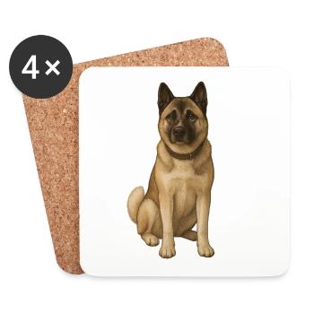 Akita Holly américain - Dessous de verre (lot de 4) - blanc - Devant