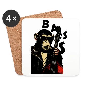 Monkey Bass Rebel - Coasters (set of 4) - white - Front