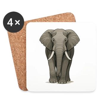 Majestätischer Elefant in detailreicher Illustrati - Untersetzer (4er-Set) - Weiß - Vorne
