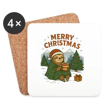 Weihnachtsfauli im Schnee - Untersetzer (4er-Set) - Weiß - Vorne