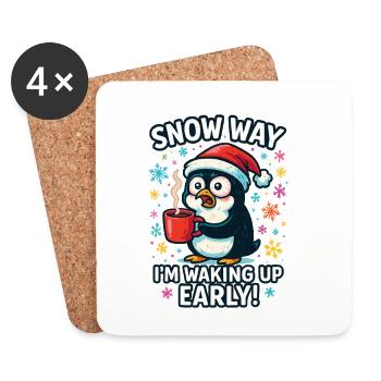 Pingouin Réveillé Tôt Café Noël - Dessous de verre (lot de 4) - blanc - Devant