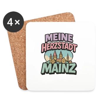 Mainz Herzstadt  - Untersetzer (4er-Set) - Weiß - Vorne