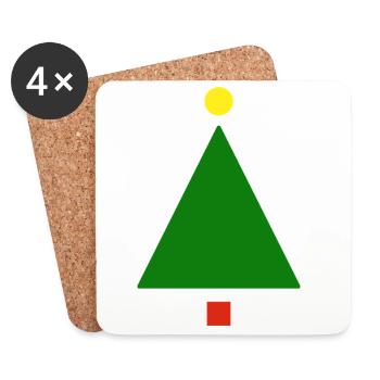 Noël minimaliste | Cadeau - Dessous de verre (lot de 4) - blanc - Devant