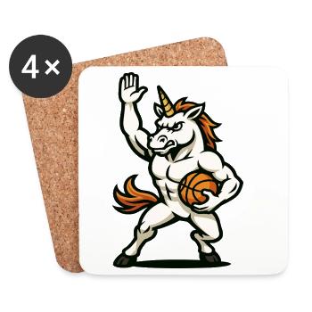 Basketball-Einhorn-Krieger - Untersetzer (4er-Set) - Weiß - Vorne