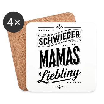 Schwiegersohn Geschenk Schwiegermamas Liebling  - Untersetzer (4er-Set) - Weiß - Vorne