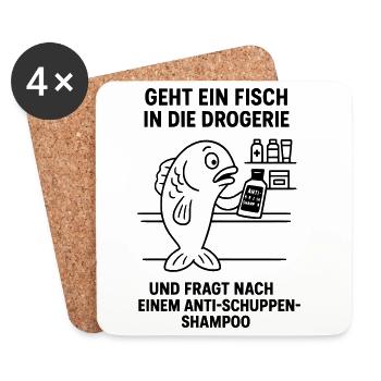 Anti-Dandruff Shampoo Fish Joke - Coasters (set of 4) - white - Front