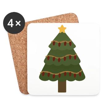 Cozy Christmas Tree with Garland Lights - Coasters (set of 4) - white - Front