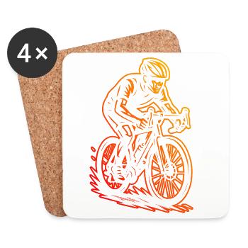 Motif nouveau vélo de route pour vélo de route - Dessous de verre (lot de 4) - blanc - Devant