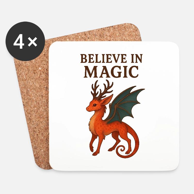 Believe in Magic Drache - Untersetzer (4er-Set) - Weiß