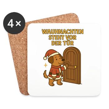 Noël approche à grands pas – Christmas Dog - Dessous de verre (lot de 4) - blanc - Devant