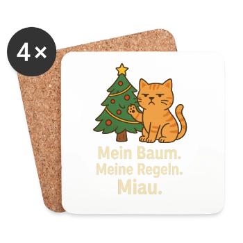 Mon sapin. Mes règles. Miaou. – Humour félin - Dessous de verre (lot de 4) - blanc - Devant