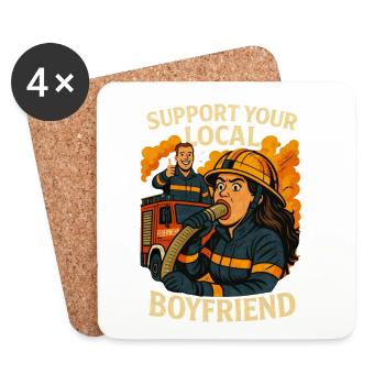 Support your firefighter friend - Coasters (set of 4) - white - Front