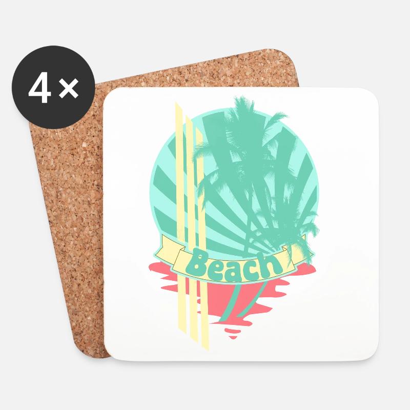 Strand Palmen Meer Banner - Untersetzer (4er-Set) - Weiß