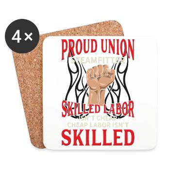 Proud Union Steamfitter Conception de Main-d’œuvre qualifiée - Dessous de verre (lot de 4) - blanc - Devant