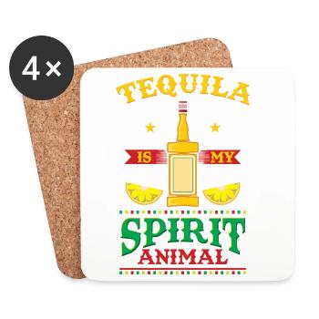 Tequila Is My Spirit Animal Funny Drink Design - Untersetzer (4er-Set) - Weiß - Vorne