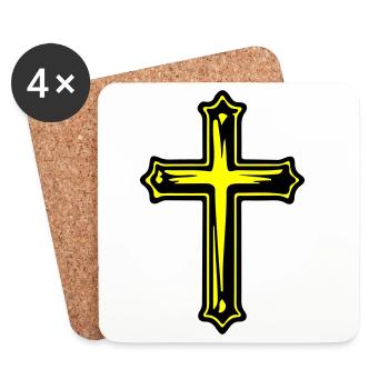 Symbole chrétien de la Croix de Jésus - Dessous de verre (lot de 4) - blanc - Devant