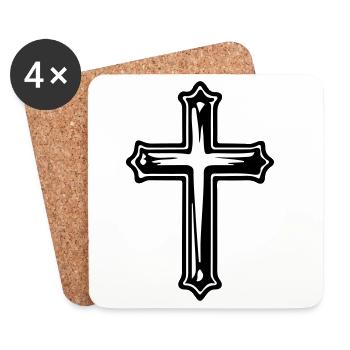 Kreuz Jesus Christlich Symbol - Untersetzer (4er-Set) - Weiß - Vorne