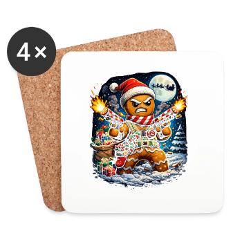 Knight Gingerbread in Christmas Fight - Coasters (set of 4) - white - Front