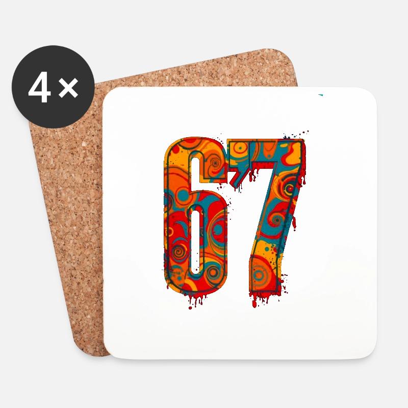 Psychedelic 67 Digits - Untersetzer (4er-Set) - Weiß