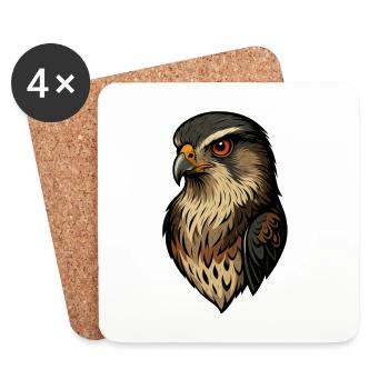 Falcon portrait in golden brown - Coasters (set of 4) - white - Front