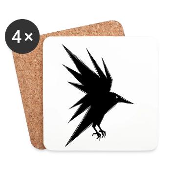 Abstract Black Raven in Flight - Coasters (set of 4) - white - Front
