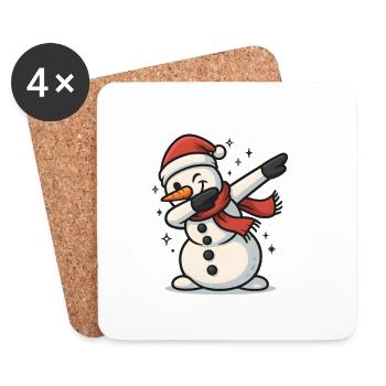 Joyeux Noël, bonhomme de neige - Dessous de verre (lot de 4) - blanc - Devant
