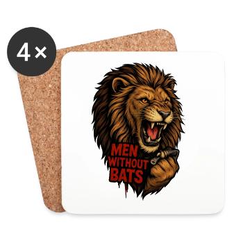 Lion with lettering Men Without Bats - Coasters (set of 4) - white - Front