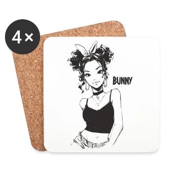 Bunny Girl Stick Art - Coasters (set of 4) - white - Front
