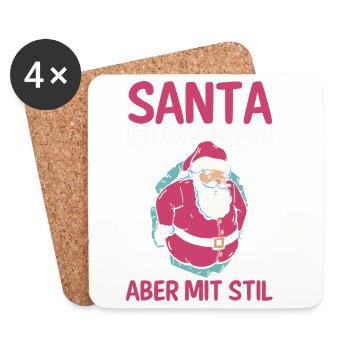 Weihnachtsmann Weihnachtszeit Unartig Weihnachts - Untersetzer (4er-Set) - Weiß - Vorne