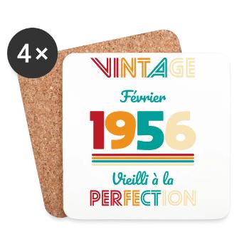 70 Years Anniversary - Vintage - February 1956 - Coasters (set of 4) - white - Front