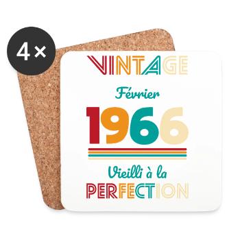 60 Years Anniversary - Vintage - February 1966 - Coasters (set of 4) - white - Front