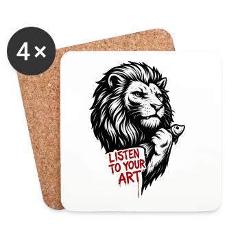 Écoutez votre art – Lion - Dessous de verre (lot de 4) - blanc - Devant
