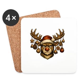 Hirsch Rudolph Merry Christmas - Coasters (set of 4) - white - Front