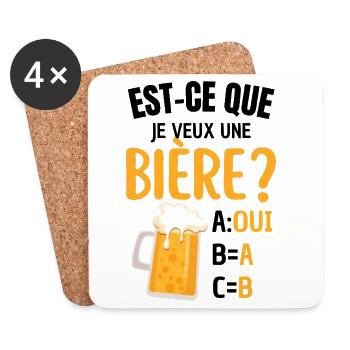 Beer humor and obvious answer - Coasters (set of 4) - white - Front