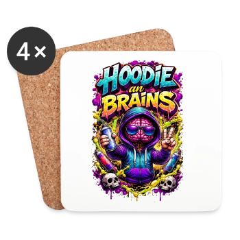 Hoodie-Gehirn-Graffiti - Untersetzer (4er-Set) - Weiß - Vorne