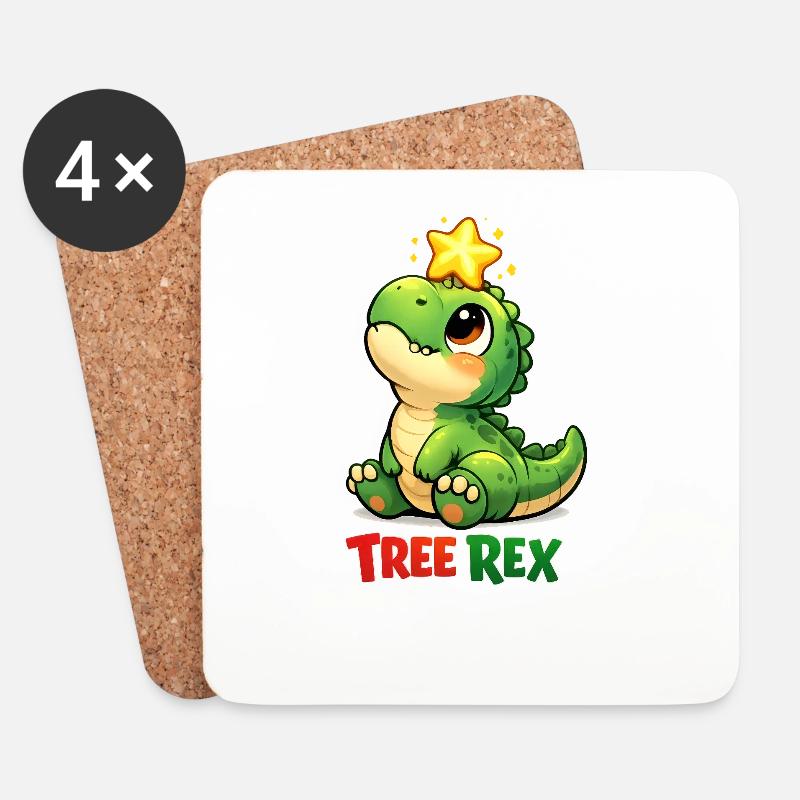 Tree Rex Dino T Rex - Untersetzer (4er-Set) - Weiß