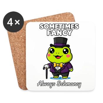 Sometimes Fancy Always Schmancy Frog  - Coasters (set of 4) - white - Front
