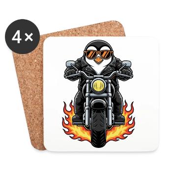 Cool Biker Penguin Motorcycle Flames - Dessous de verre (lot de 4) - blanc - Devant