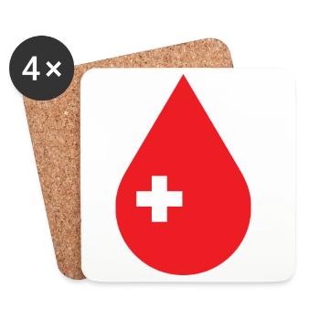 Blut spenden, Blutspendedienst, Blutspender - Untersetzer (4er-Set) - Weiß - Vorne