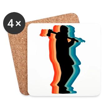 Gif silhouette de hache de bûcheron rétro - Dessous de verre (lot de 4) - blanc - Devant