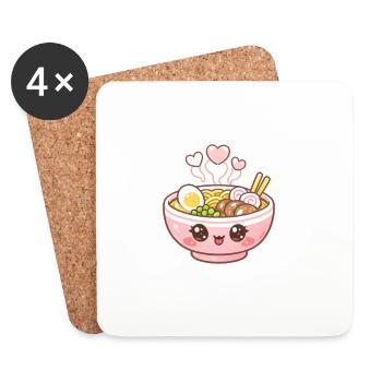 Kawaii Ramen - Untersetzer (4er-Set) - Weiß - Vorne