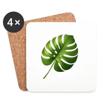 Monstera Leaf Tropical Green Shimmer - Coasters (set of 4) - white - Front
