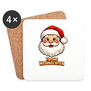 Santa Claus Frohe Weihnachten - Untersetzer (4er-Set) - Weiß - Vorne