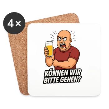 Bierfrust Comic: Können Wir Bitte Gehen - Untersetzer (4er-Set) - Weiß - Vorne