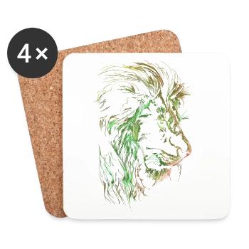 Lion Colorful Lion Head Neon Colorful Predator Art - Coasters (set of 4) - white - Front