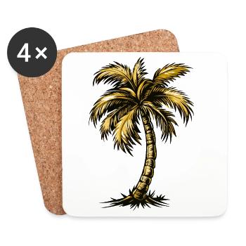Plage de Palm Tree - Dessous de verre (lot de 4) - blanc - Devant