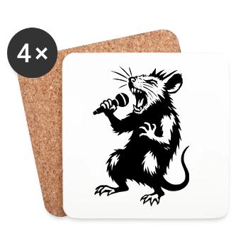 Wolf singer at the microphone - Coasters (set of 4) - white - Front