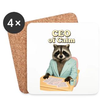 CEO of Calm: Raccoon in a suit - Coasters (set of 4) - white - Front