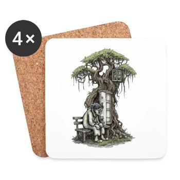 Root House of Solitude - Coasters (set of 4) - white - Front