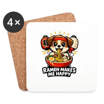 Le ramen me rend heureux - Dessous de verre (lot de 4) - blanc - Devant